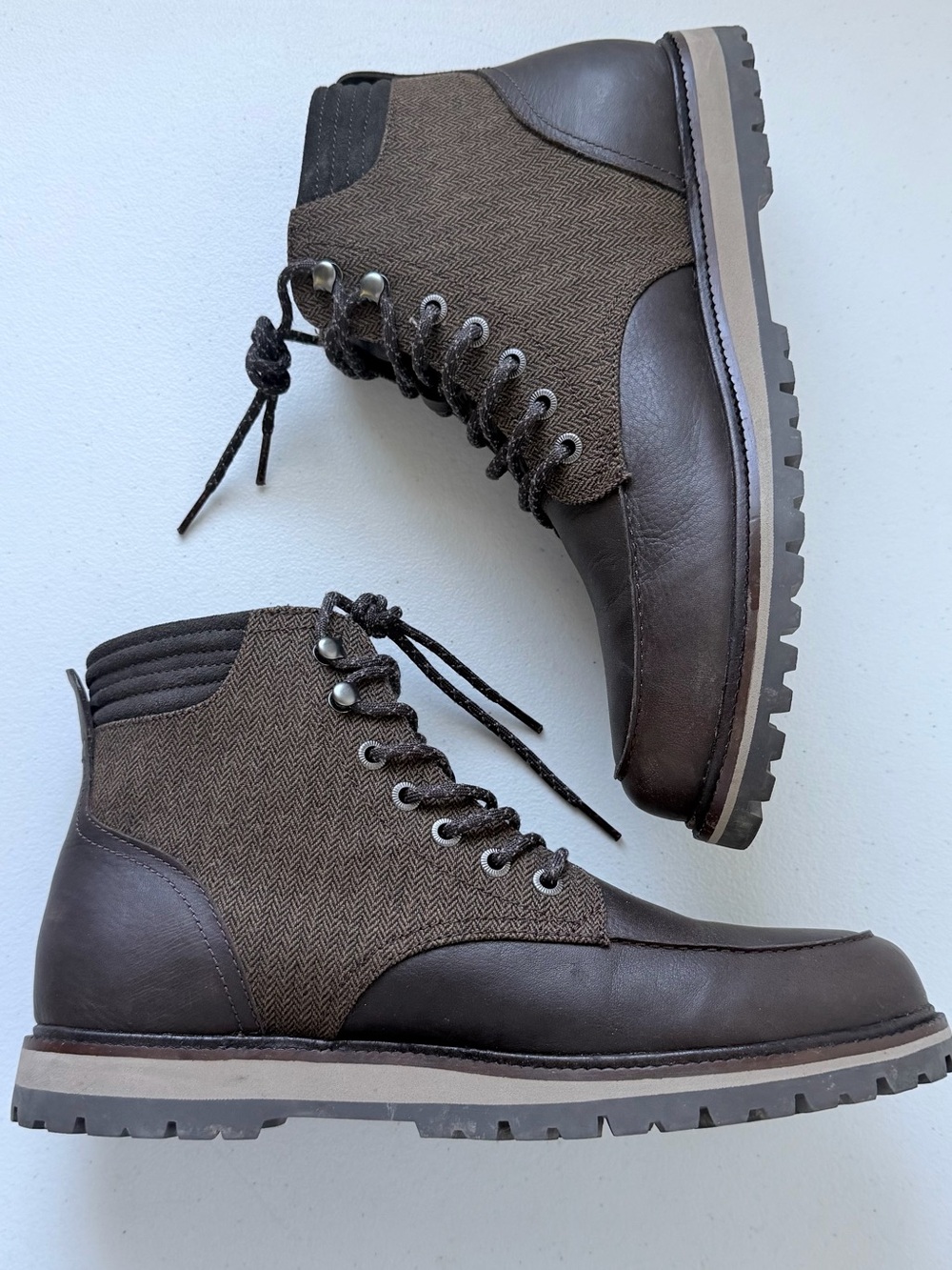 Lacoste Montbard Boot 417 1 Cam Leather Textile Suede Dark Brown Herringbone